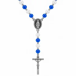 Chapelet en verre violet en chaine argentée | Comptoir Religieux