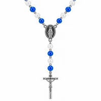 Chapelet en verre violet en chaine argentée | Comptoir Religieux