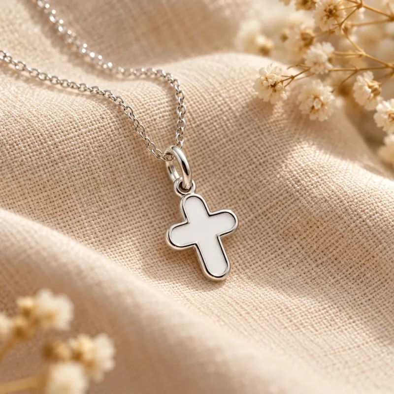 Croix de cou dorée colombe blanche | Comptoir Religieux