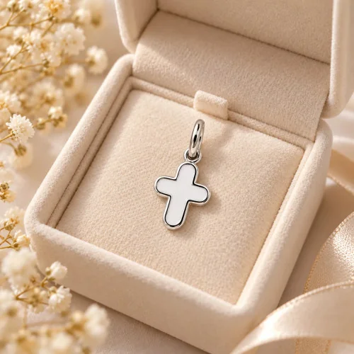 Croix de cou dorée colombe blanche | Comptoir Religieux