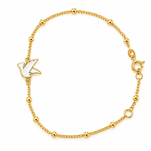 Petit Bracelet avec perles multicolores et petite croix - doré | Comptoir Religieux