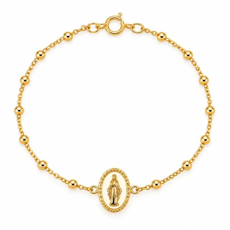 Petit Bracelet avec perles multicolores et petite croix - doré | Comptoir Religieux
