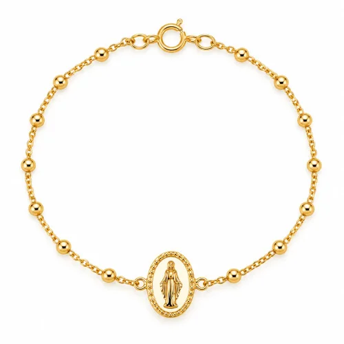 Petit Bracelet avec perles multicolores et petite croix - doré | Comptoir Religieux