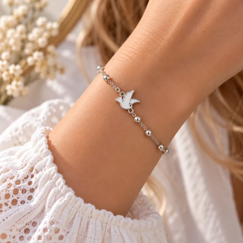 Petit Bracelet avec perles multicolores et petite croix - doré | Comptoir Religieux