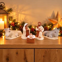 Nativité 5 pers - Arterra - 7cm - blanc | Comptoir Religieux