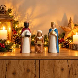 Crèche Nuit de Lumière - 3 rois mages | Comptoir Religieux