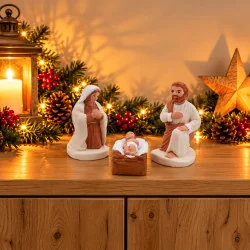 Nativité 3 pers - Arterra - 7cm - blanc | Comptoir Religieux
