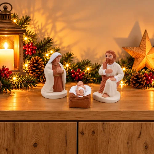 Nativité 3 pers - Arterra - 7cm - blanc | Comptoir Religieux