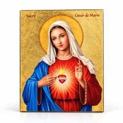 ICONE RELIGIEUSE EN FEUILLE D'OR - 10x15 - Sacré Cœur de Marie