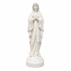 Statue Notre Dame de Lourdes en albâtre - 17cm | Comptoir Religieux