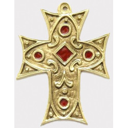 Croix en bronze émaillée rouge et bleue - 12 cm