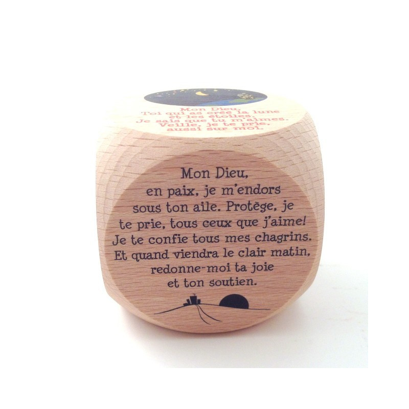 Dé de "prière du soir" en bois