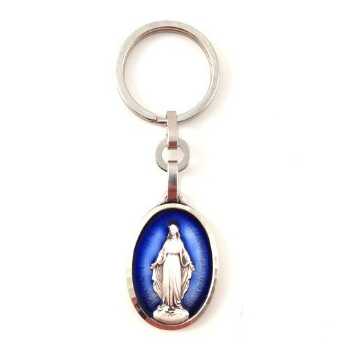 Porte-clés Médaille Miraculeuse émaillée bleu