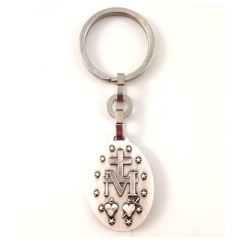 Porte-clés Médaille Miraculeuse émaillée bleu
