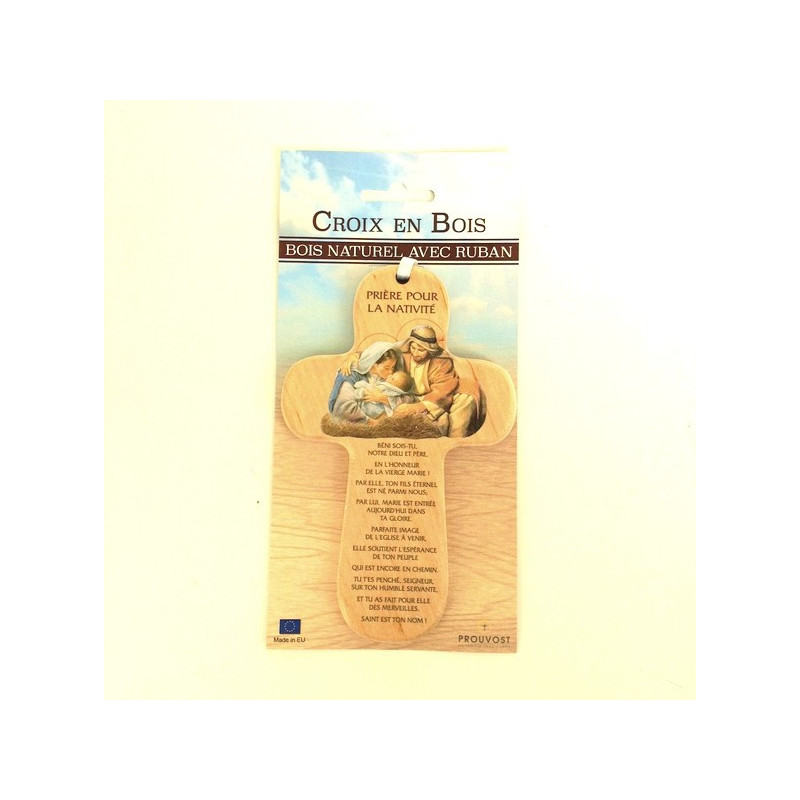 Croix bois "Prière pour la nativité"