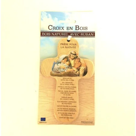 Croix bois "Prière pour la nativité"
