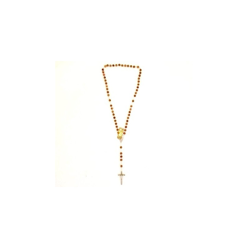 Cadeau de communion garcon - Chapelet bois marron
