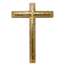 Croix en olivier et dorée