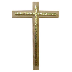 Croix en olivier et dorée