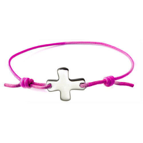 Bracelet élastique orange fluo avec croix