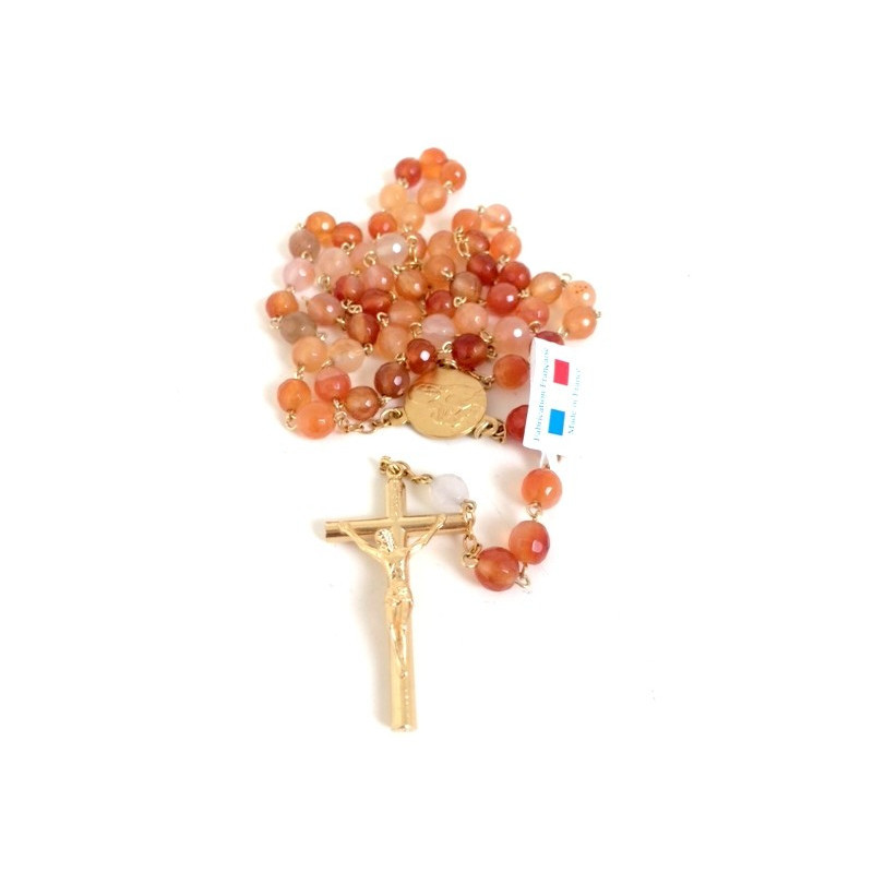 Chapelet Agathe orange facettée