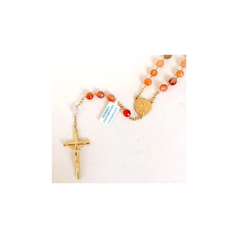 Chapelet Agathe orange facettée