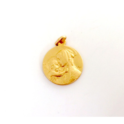 Médaille de baptême "Vierge à l'enfant" en Plaqué Or 