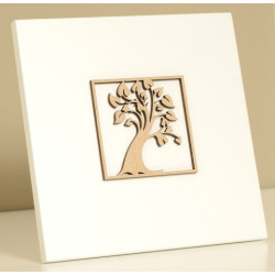 Cadre bois laqué blanc - Arbre de vie
