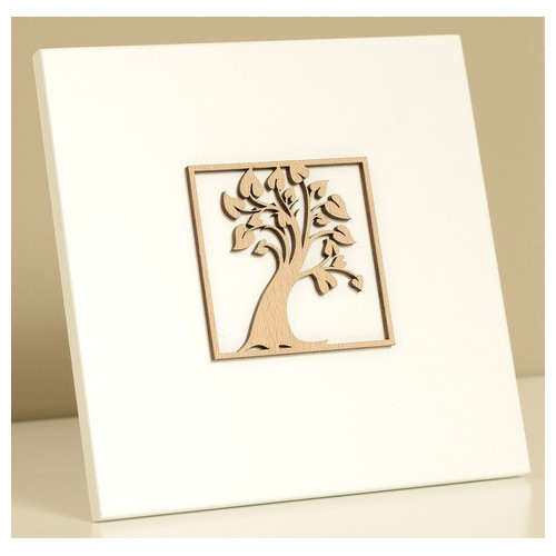 Cadre bois laqué blanc - Arbre de vie