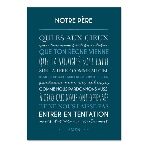 Carte déco "Notre Père" - Bleu ciel 15X21