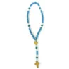 Chapelet pour enfant en bois, turquoise et doré