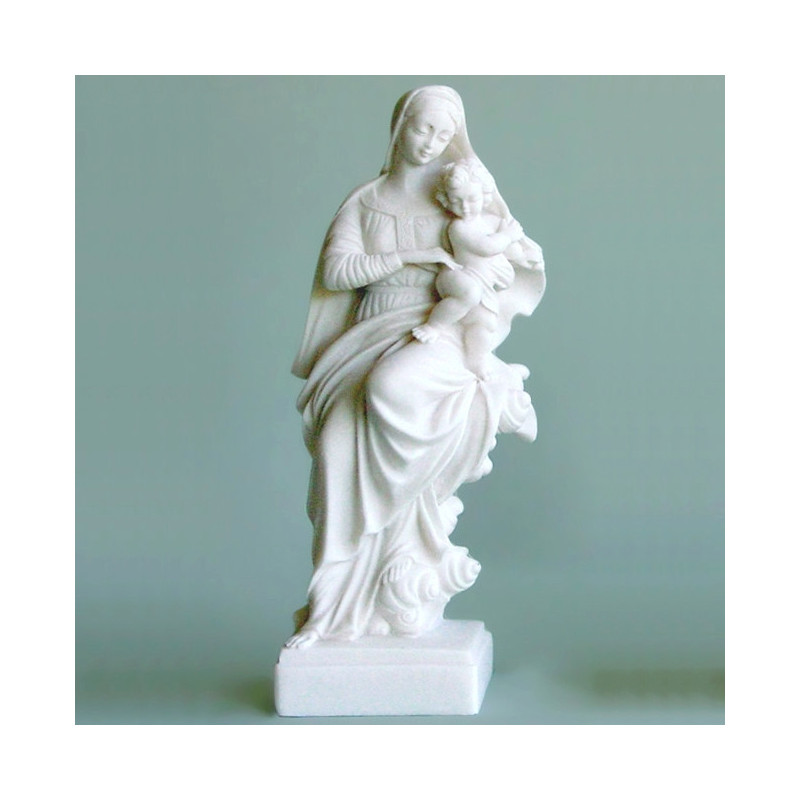 Statue Vierge à l'enfant en albâtre - 20cm