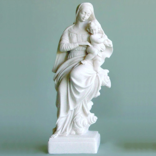 Statue Vierge à l'enfant en albâtre - 20cm