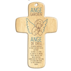 Croix bois Petit Ange Gardien en prière