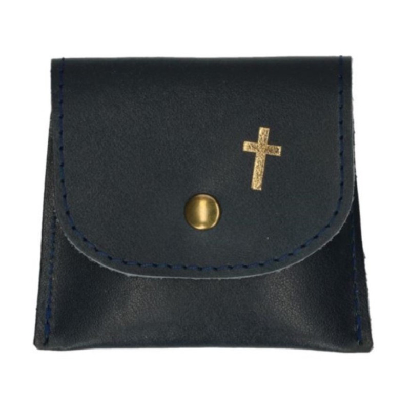 Etuis à chapelet en cuir noir