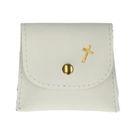 Etuis à chapelet en cuir blanc