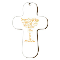 Croix "au fil des mots" Communion jaune