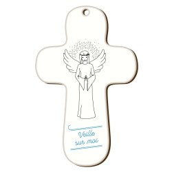 Croix "au fil de la plume" Ange - bleu