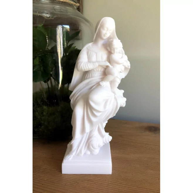 Statue Vierge à l'enfant en albâtre - 20cm