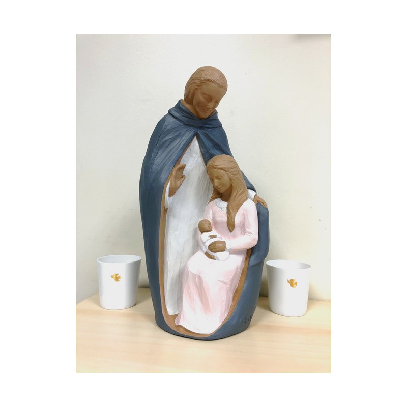 Statue moderne Sainte Famille en albatre