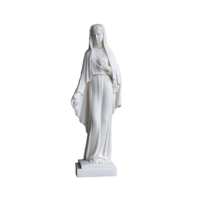 Statue Notre Dame des roses en albâtre 27cm