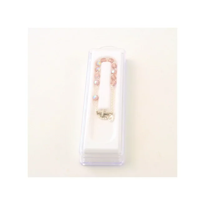 Bracelet Dizainier en perle de verre facettée - rose  clair