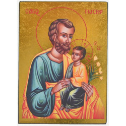 ICONE RELIGIEUSE OR - 9x12.5 St Joseph à l'enfant