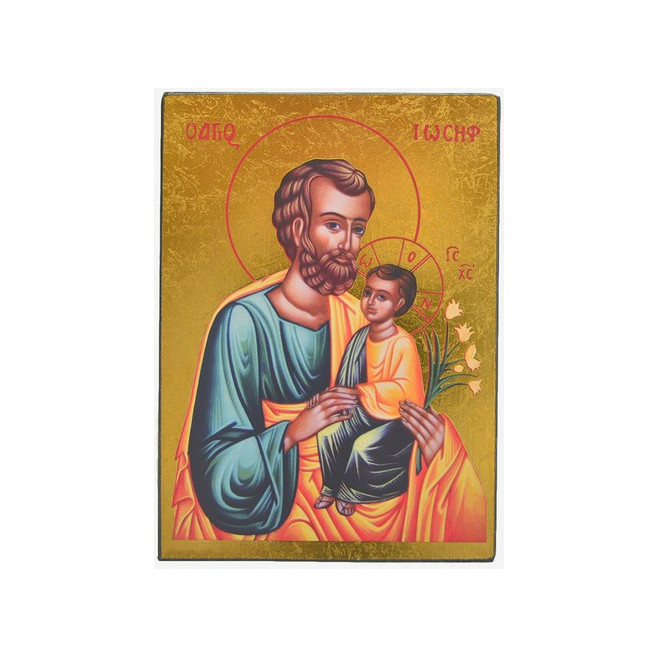 ICONE RELIGIEUSE OR - 9x12.5 St Joseph à l'enfant