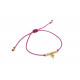 Bracelet cordon rose avec petite croix dorée
