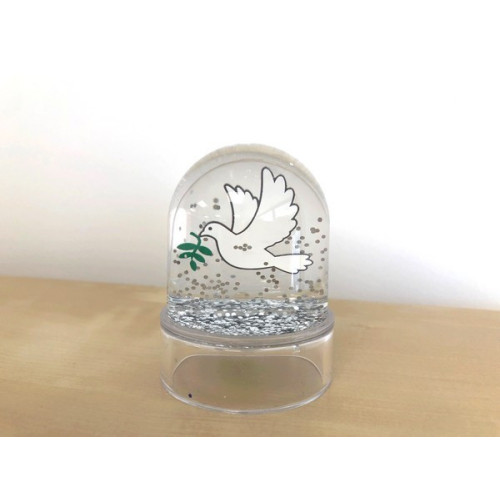 Petite Boule à paillettes argentées - Colombe 