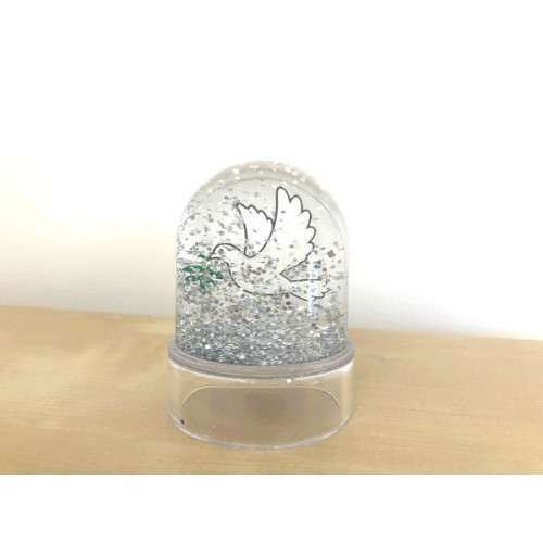 Petite Boule à paillettes argentées - Colombe 