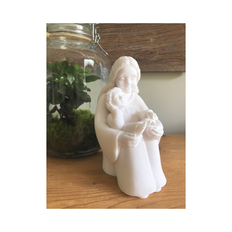 Statue en albâtre ND de la Confiance par MAITE ROCHE - 19.5cm