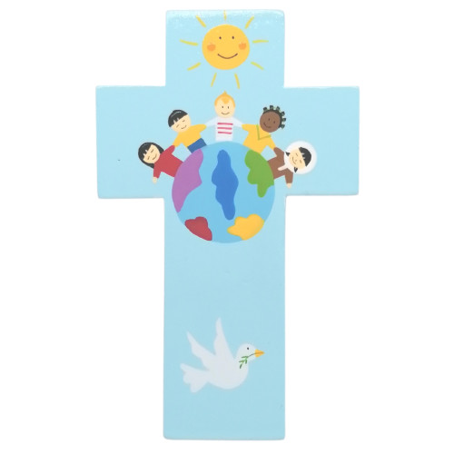 Petite croix Enfants du monde bleue