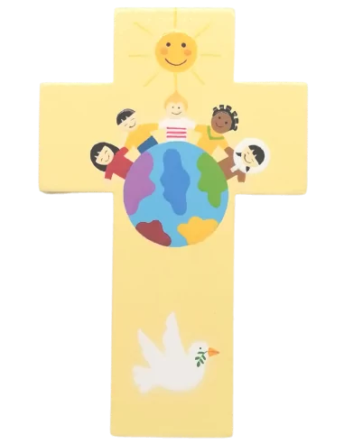 Petite croix Enfants du monde jaune